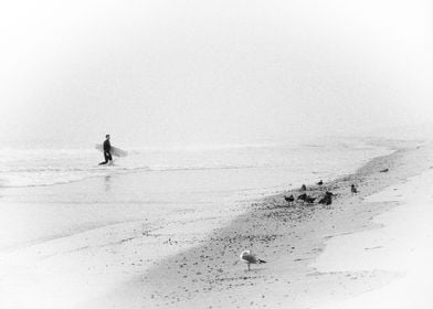 Surfer in Black and White