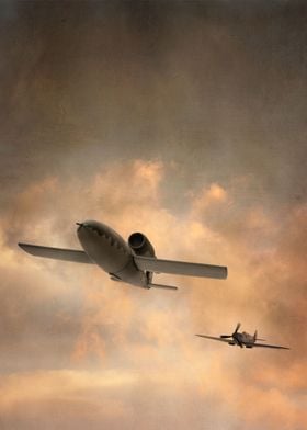 A spitfire chasing a V1 fl