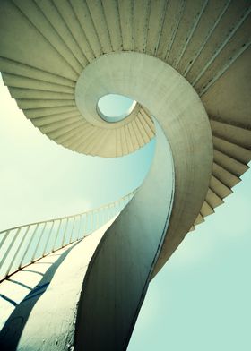 Spiral stairs in pastel tones