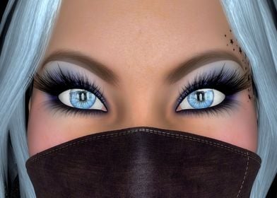 A close up of a 3d digital beautiful womans eyes