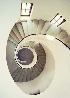 Spiral staircaise in pastel tones