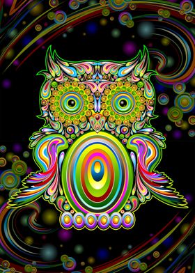 Owl Psychedelic Doodle Art
