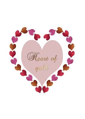 HEART OF GOLD IN METAL AND GLITTER