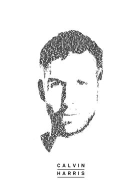 Calvin Harris! The portrait  consist of the lyrics of t ... 
