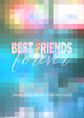 Best Friends Forever Pastel Mosaic Stained Glass Geomet ... 