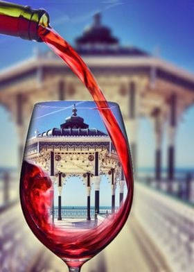 Glass of wine by the sea