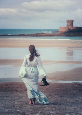 romantic walk at the sea