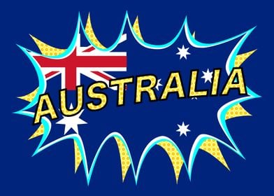 Australian Flag Pow Boom Bang Pop.  A graffiti style p ... 