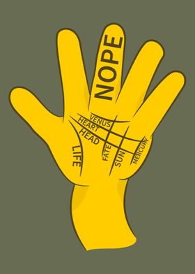 Palmistry Nope. A cartoon hand, palm out showing the li ... 