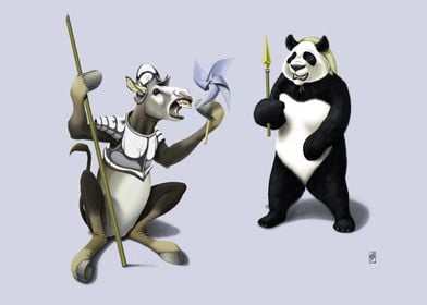 Donkey Xote and Sancho Panda (colour