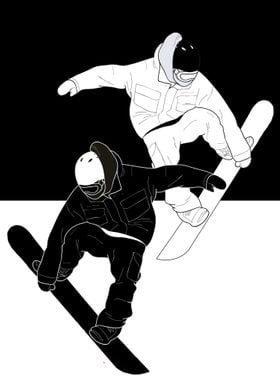 Yin and Yang Snowboarders