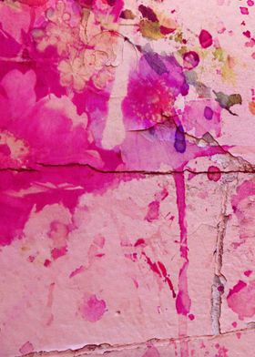 floral on pink wall