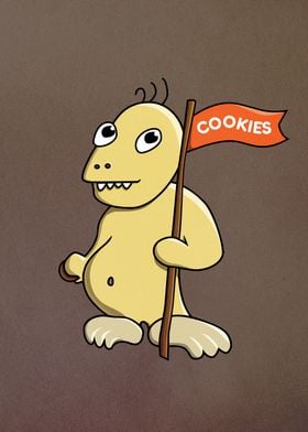 Funny Cartoon Monster With a Cookie