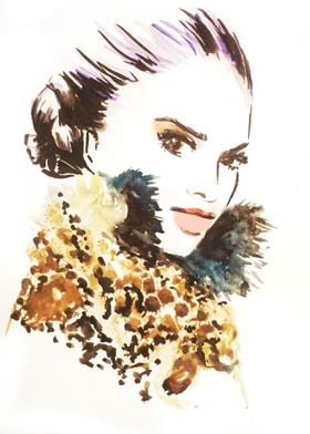 Woman with leopard fashion illustration