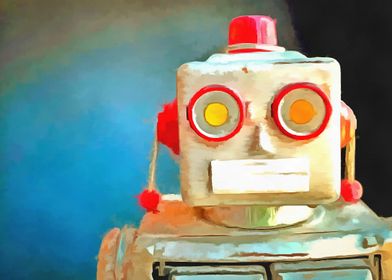 Vintage Robot Toy Pop Art by Edward M. Fielding