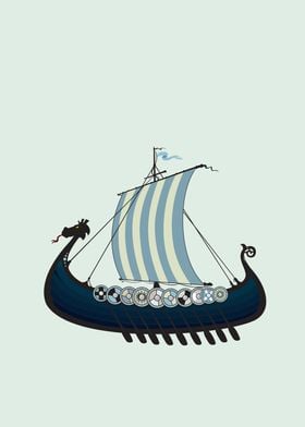 Blue viking ship