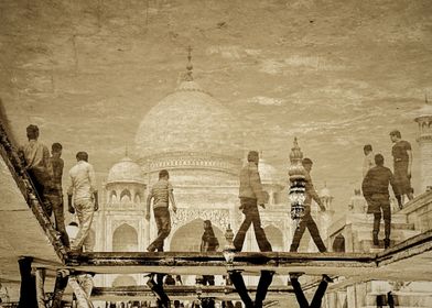 The Boys of Taj. A reversed image of a water reflection ... 