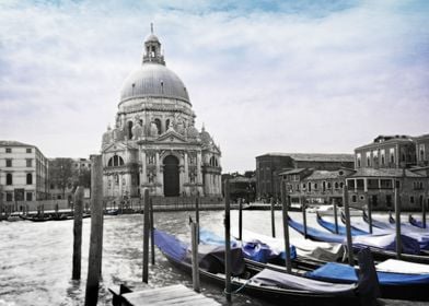 Blue Gondolas and Basilica di Santa Maria Salute