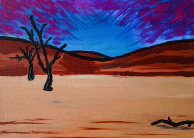 An expressionist painting of the famous Sossusvlei dese ... 