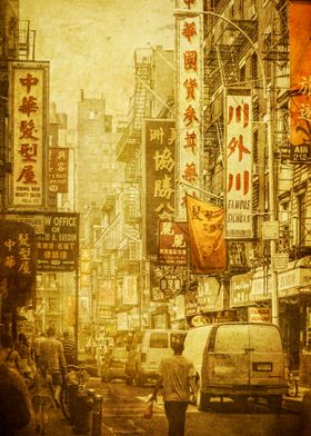 Pell Street, Manhattan, NYC. The centre of Chinatown, o ... 