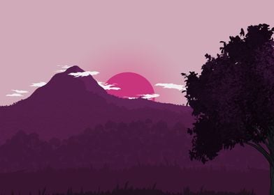 2D Flat Landscape Inspired by a Videogame