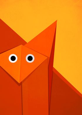 Cute geometric illustration of the face of an origami f ... 