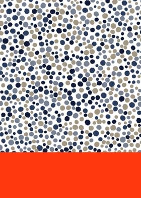 Grey, Blue and Red Polka Dot Pattern