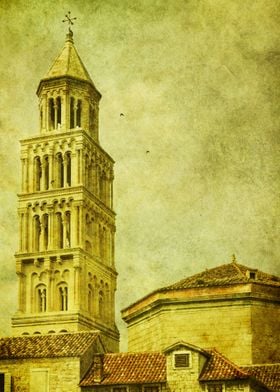 One of the old bell towers in Split, Croatia. The entir ... 