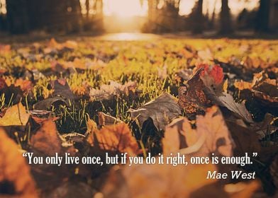 “You only live once, but if you do it right, once is en ... 