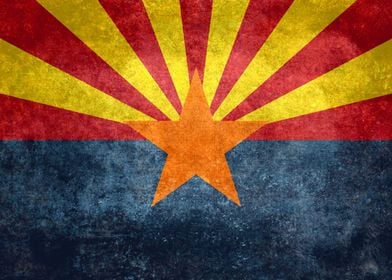 Arizona state flag with vintage retro style treatment