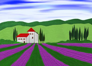 Digital painting Lavender Field