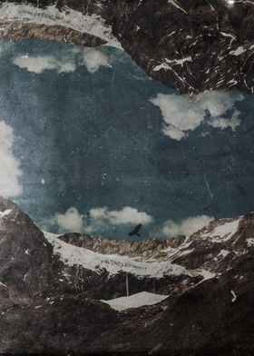 Manipulated photograph of Sasso Rosso glacier in the it ... 