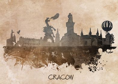 Cracow skyline city