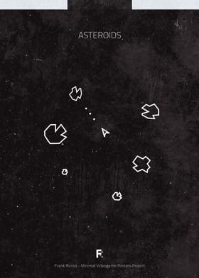 Asteroids. Minimal Videogame Poster.