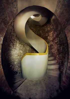 Spiral stairs in the brick tower