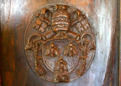 Pope Urban VII Coat of Arms Wood Carving