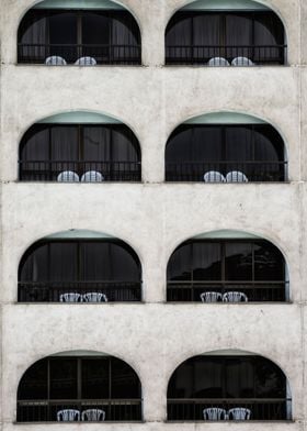 balconies with two chairs each