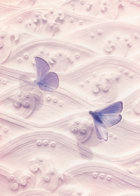 Cream Waves and Violet Butterflies