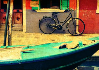 Bicycle on the Island of Burano, Venice, Italy