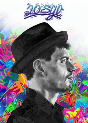 This illustration is a portrait of the French rapper an ... 