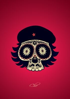 Sugar skull portrait of Ernesto Guevara