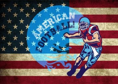 American Football Player on U.S. Flag background.