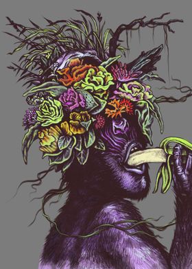 Natural Couture!...An ape wearing a fancy organic flora ... 