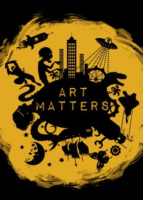 Art Matters: Black and Yellow Background. With art pro ... 