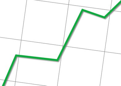 Statistic Up White chart with a green line going up.