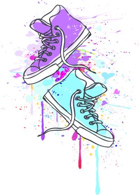 blue purple colorful sneakers shoes illustration