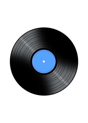 Music Record Vinyl Record with a blue color center on a ... 