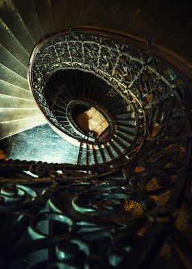 Old ornamented  spiral staircase