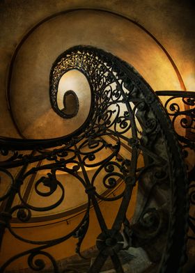 Ornamented spiral old staircase
