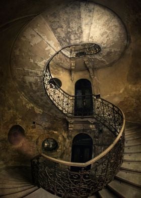 Old ruined spiral staircase